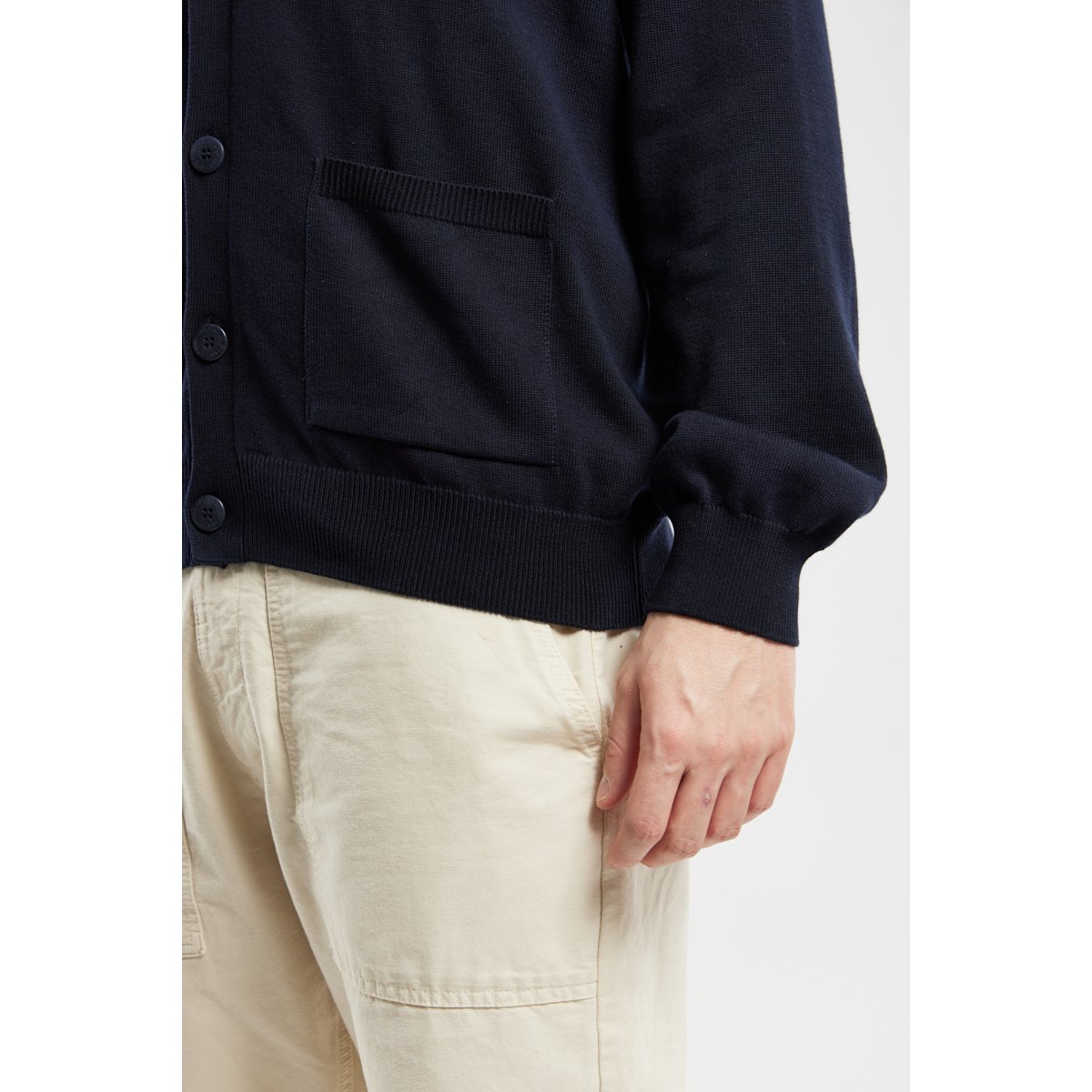 Cardigan avec coudières en coton marine deep, ARMOR-LUX