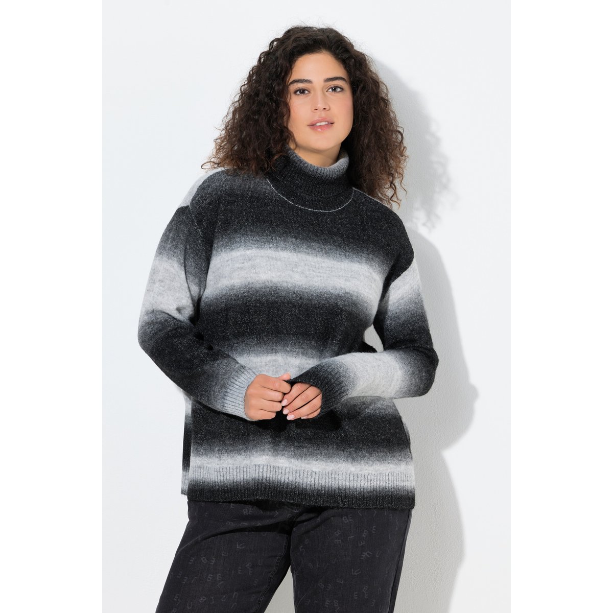 Pull à col montant et manches longues gris graphite, ULLA POPKEN