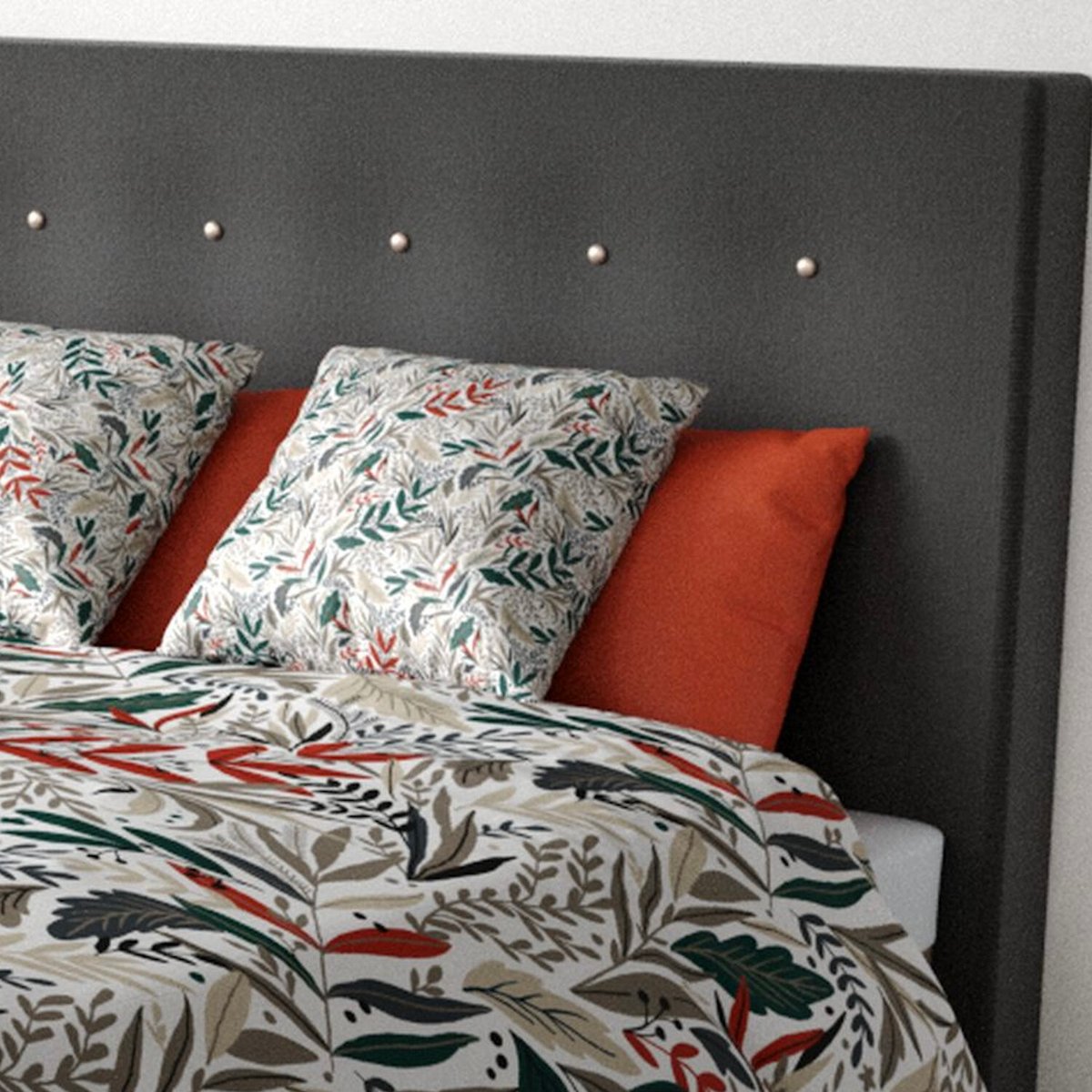 Parure housse de couette en microfibre imprimée, Luziola emeraude, C DESIGN HOME TEXTILE