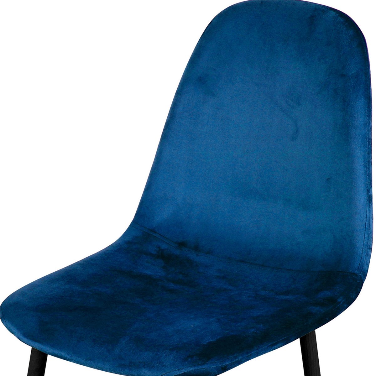 Chaise en velours bleu pieds en métal noir - 44x53x88cm bleu, WADIGA