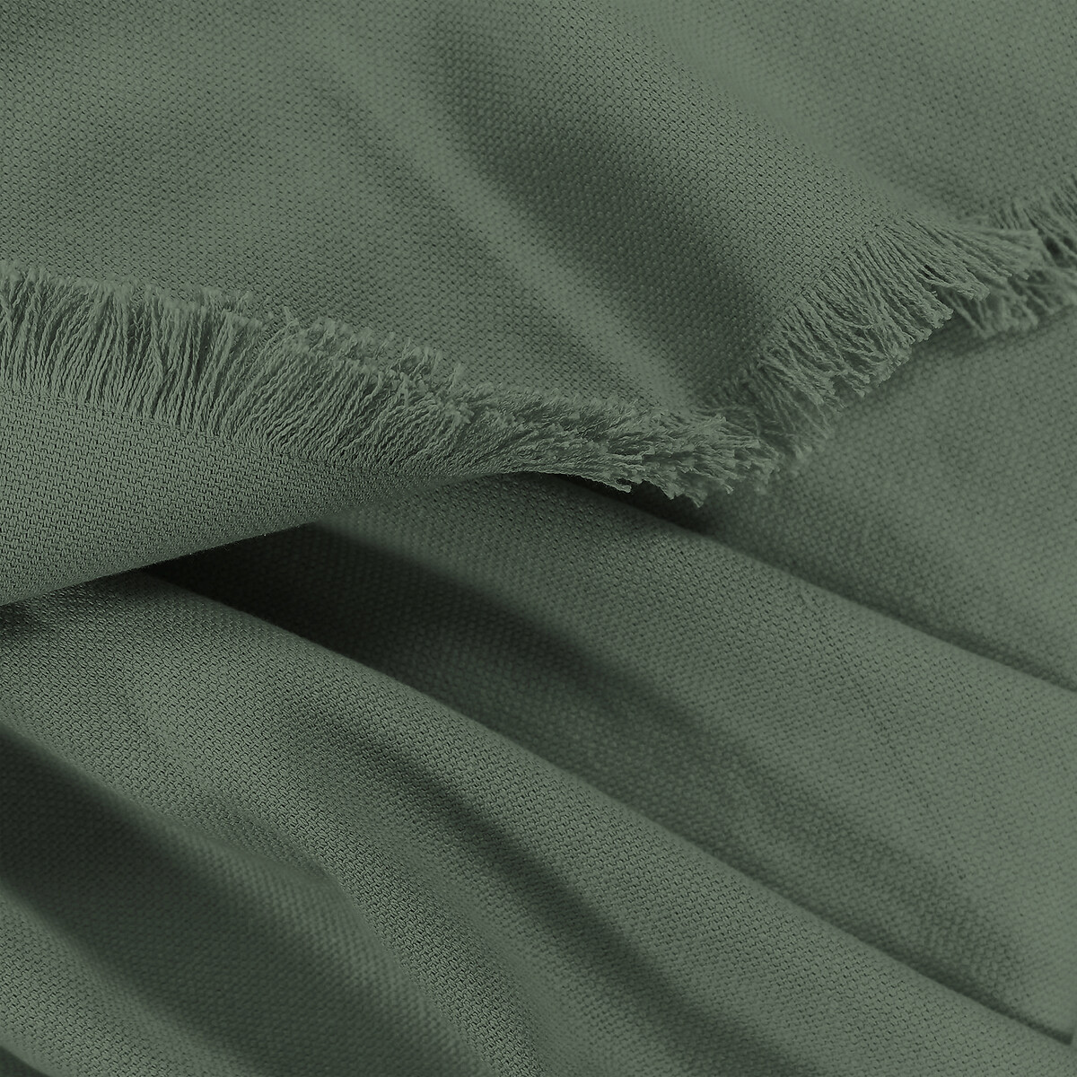 Plaid in cotone con frange, Panama verde salvia, LA REDOUTE INTERIEURS