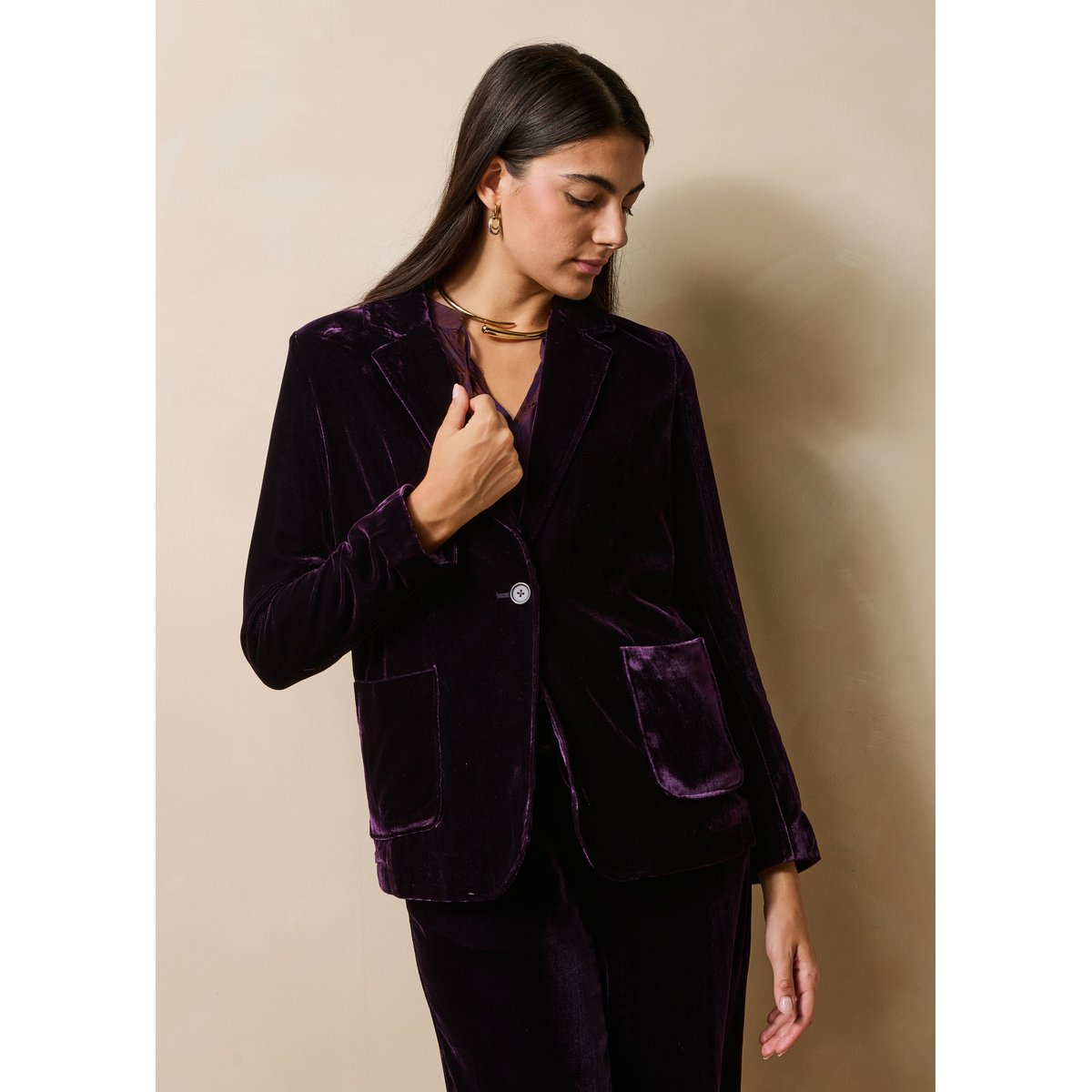 Veste tailleur en velours vin, LA FEE MARABOUTEE