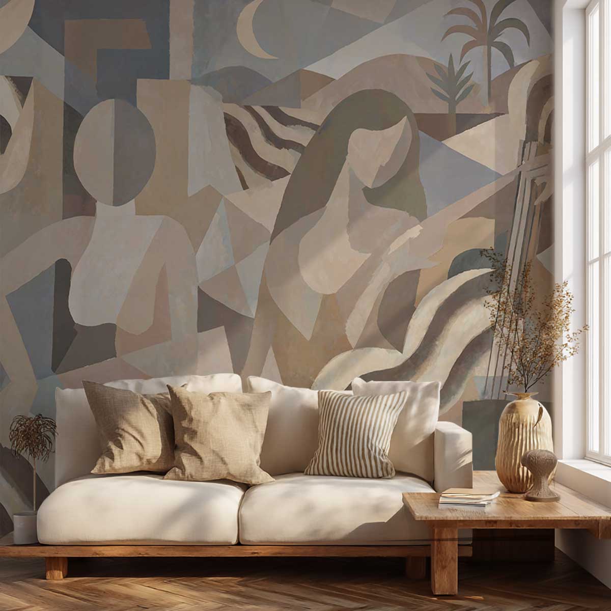 Papier peint Femmes au Désert Ocre beige, HEXOA