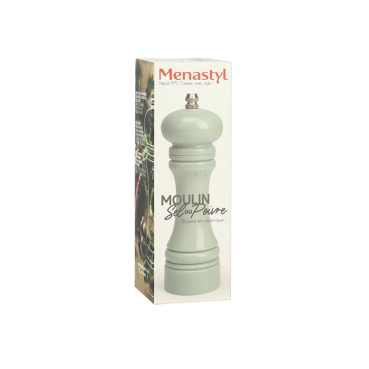 Moulin sel ou poivre 18,5cm céladon, MENASTYL
