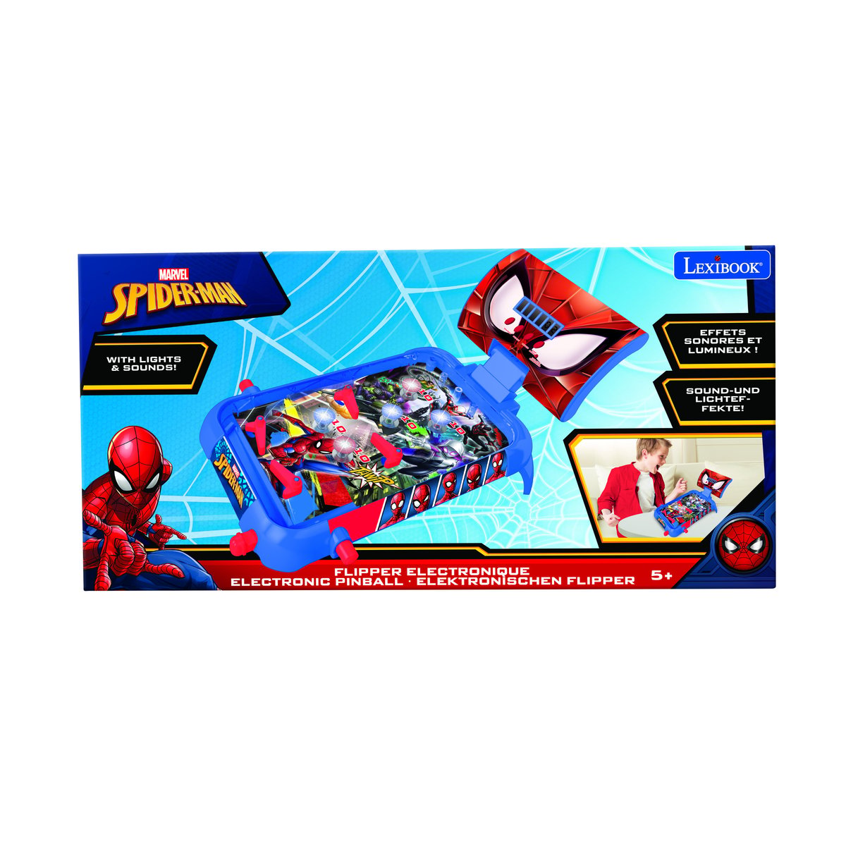 Flipper électronique de table SpiderMan bleu, LEXIBOOK