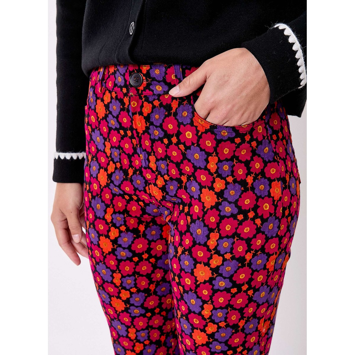 Pantalon flare velours côtelé LULU rouge, PRINCESSE NOMADE