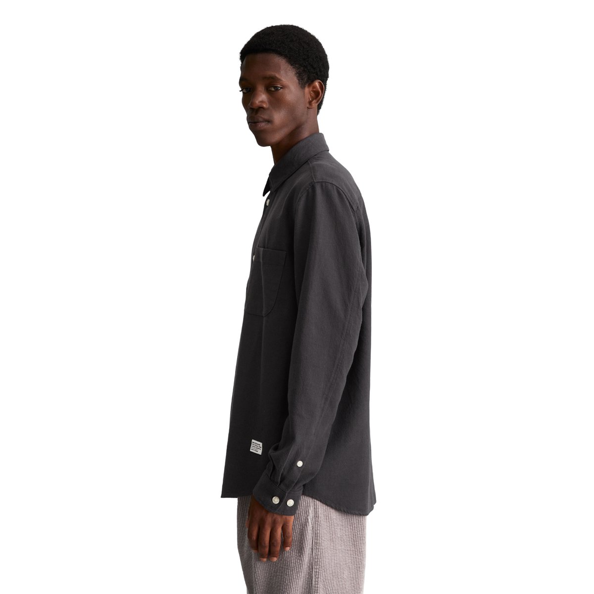 Chemise coupe classique en twill de coton bio doux noir, MARC O’POLO DENIM