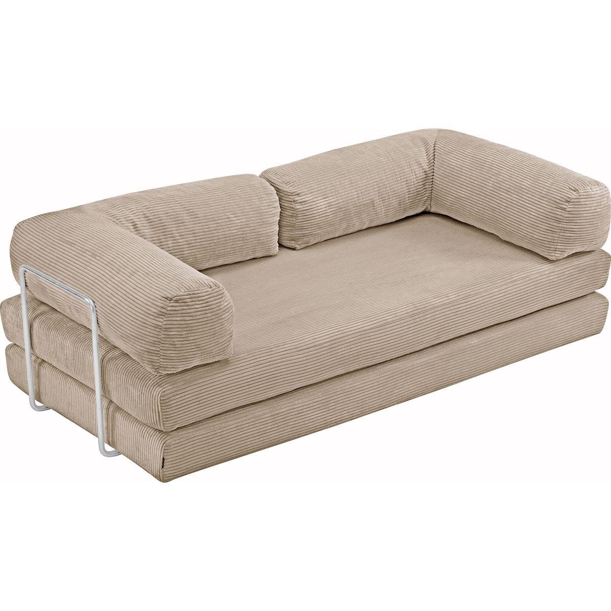 Canapé convertible compressé 3 places en velours côtelé - BUDDY beige, HOMIFAB