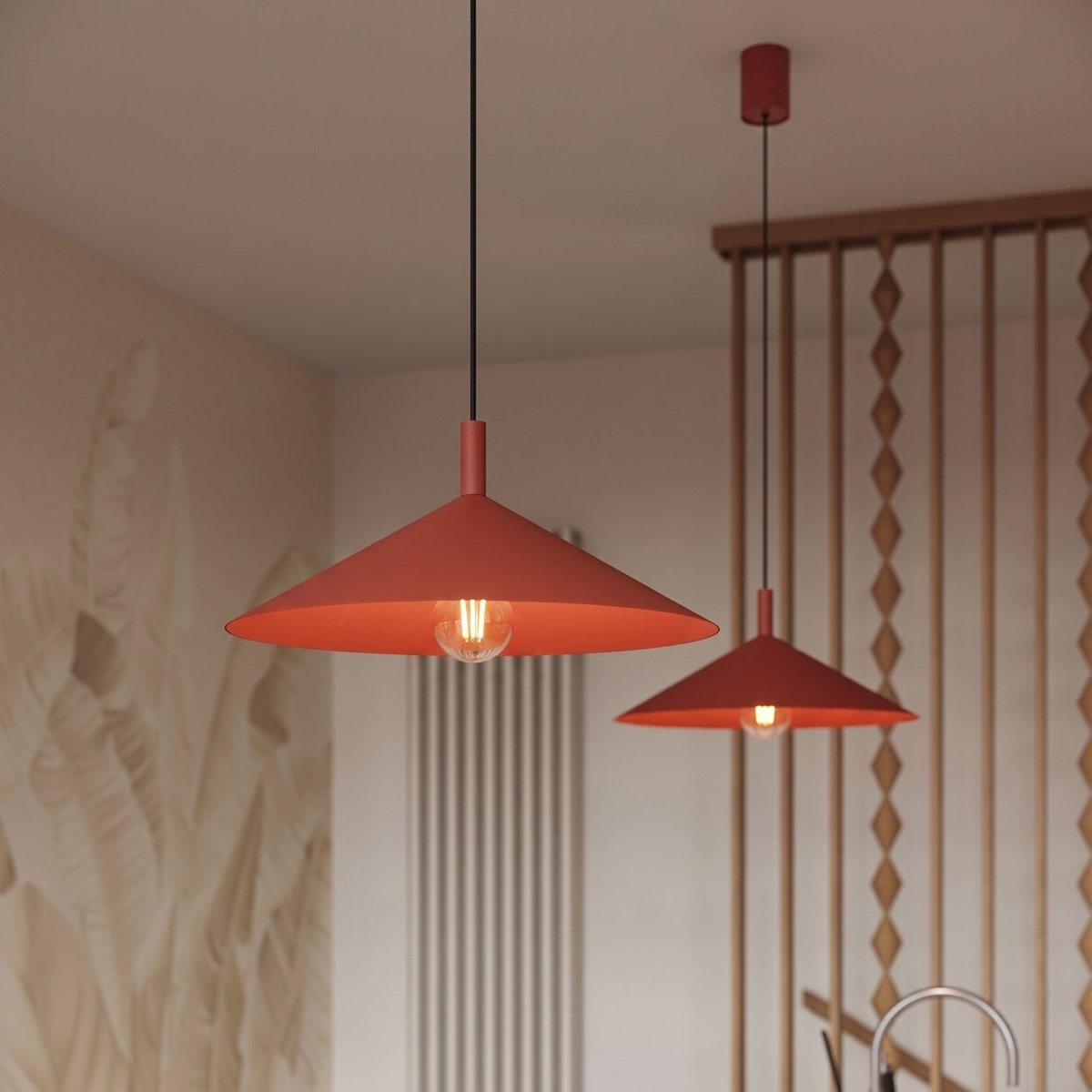 Suspension Acier Rouge E27 1 Nox rouge, EDEN