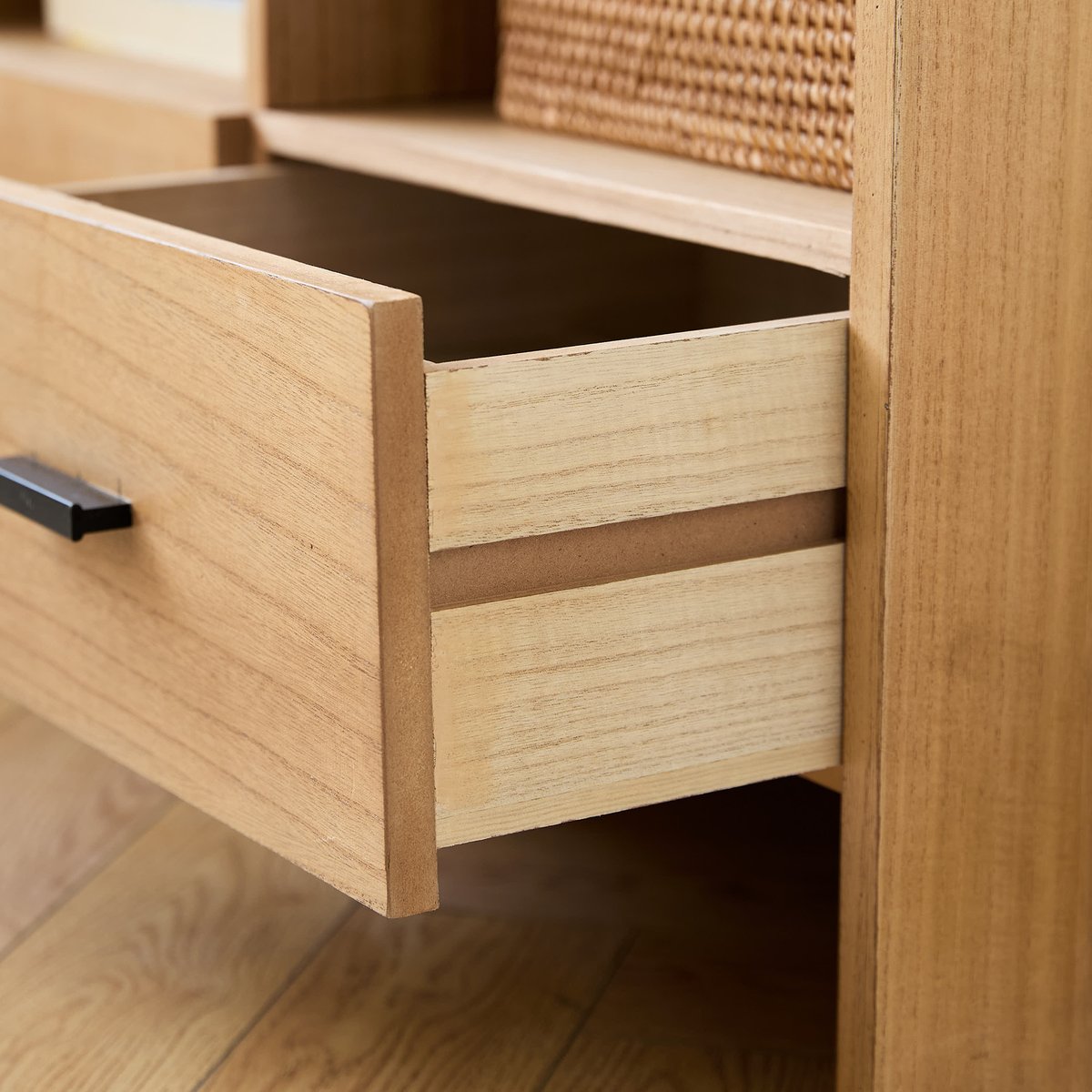 Meuble TV avec 2 tiroirs, bois, BASTAD bois naturel, NORDLYS