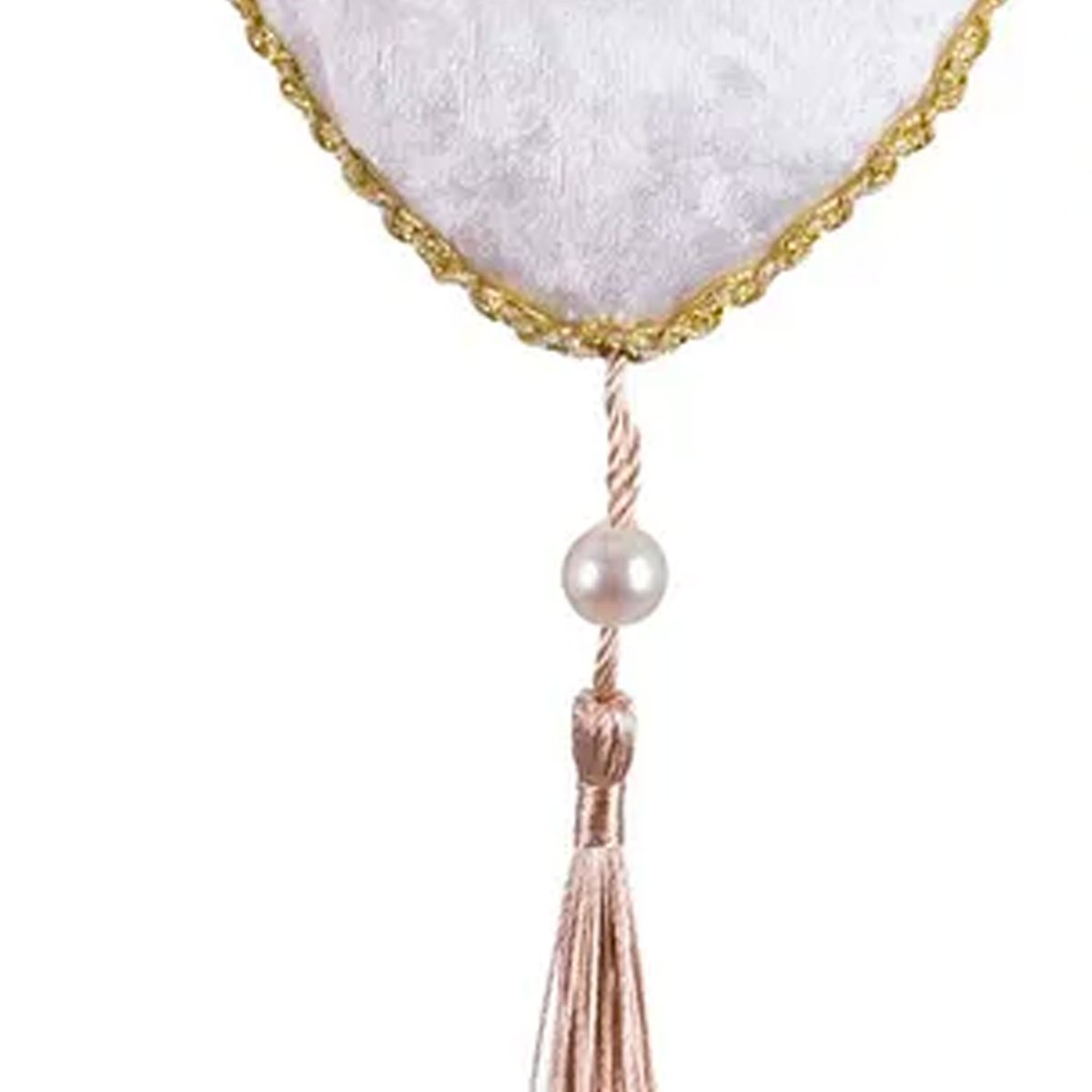 Décoration sapin de noël à suspendre coeur tissu velours blanc 5x5x9cm blanc, WADIGA