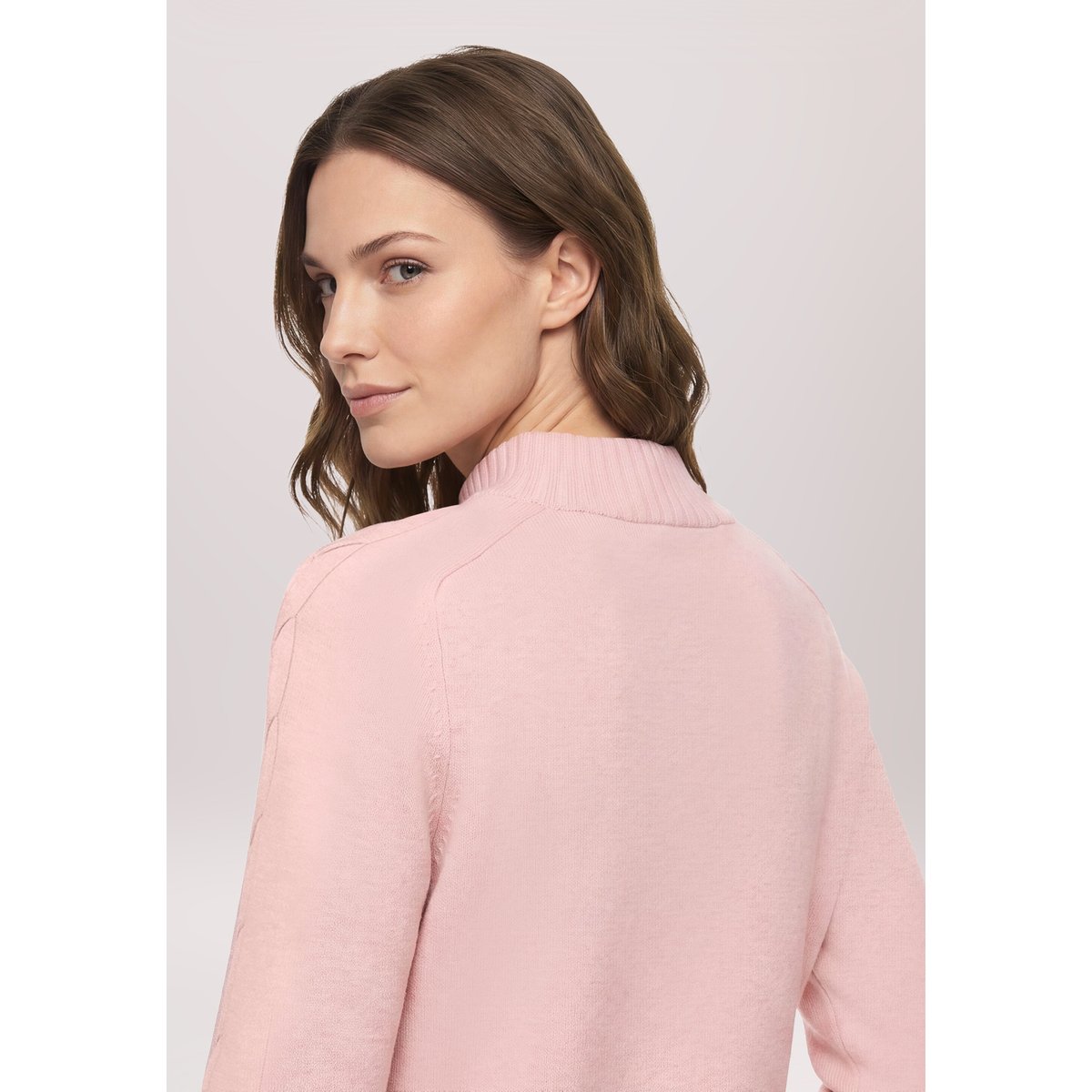Pull-over en maille à col droit pale mauve melange, BETTY BARCLAY