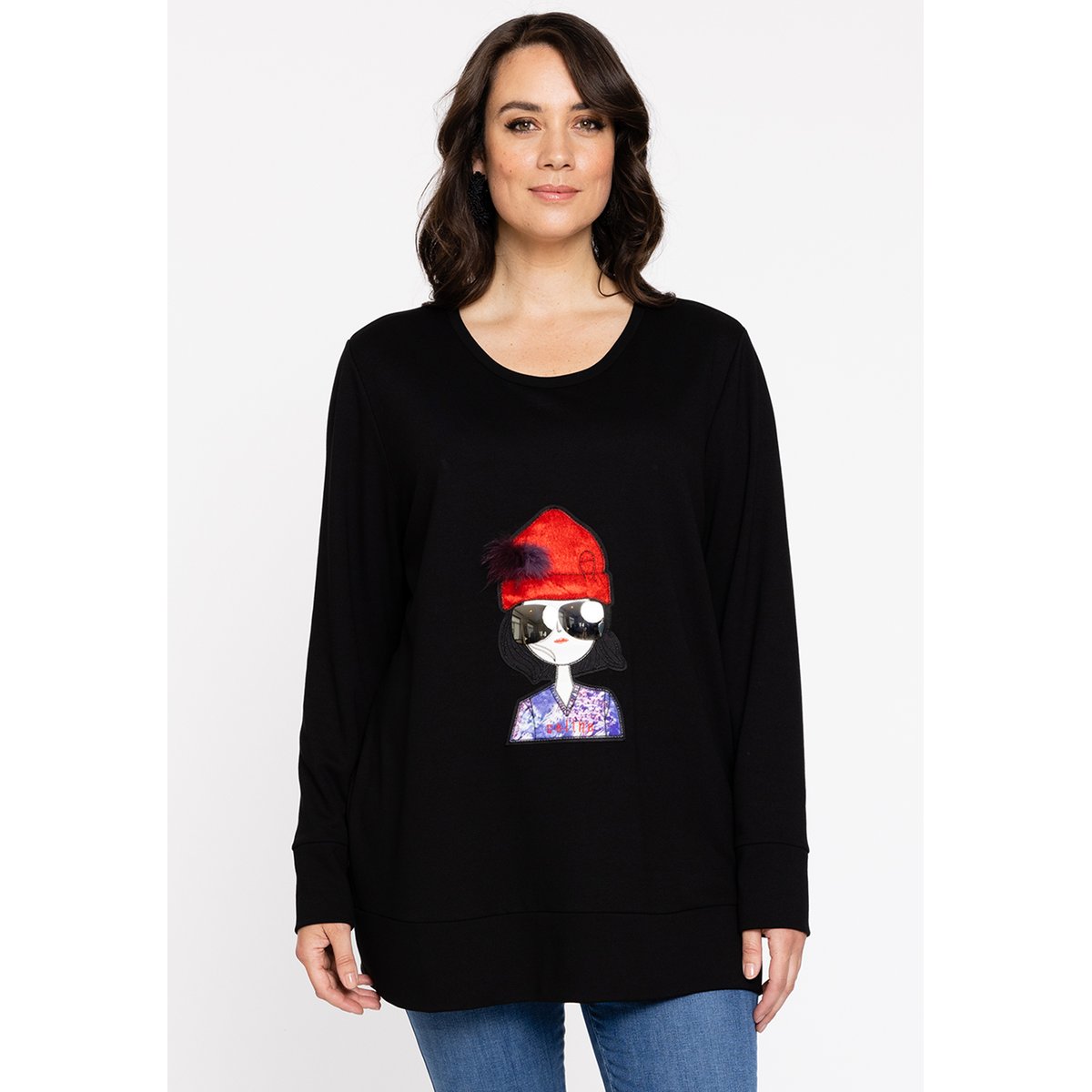 Sweatshirt avec manches longues noir, YOEK