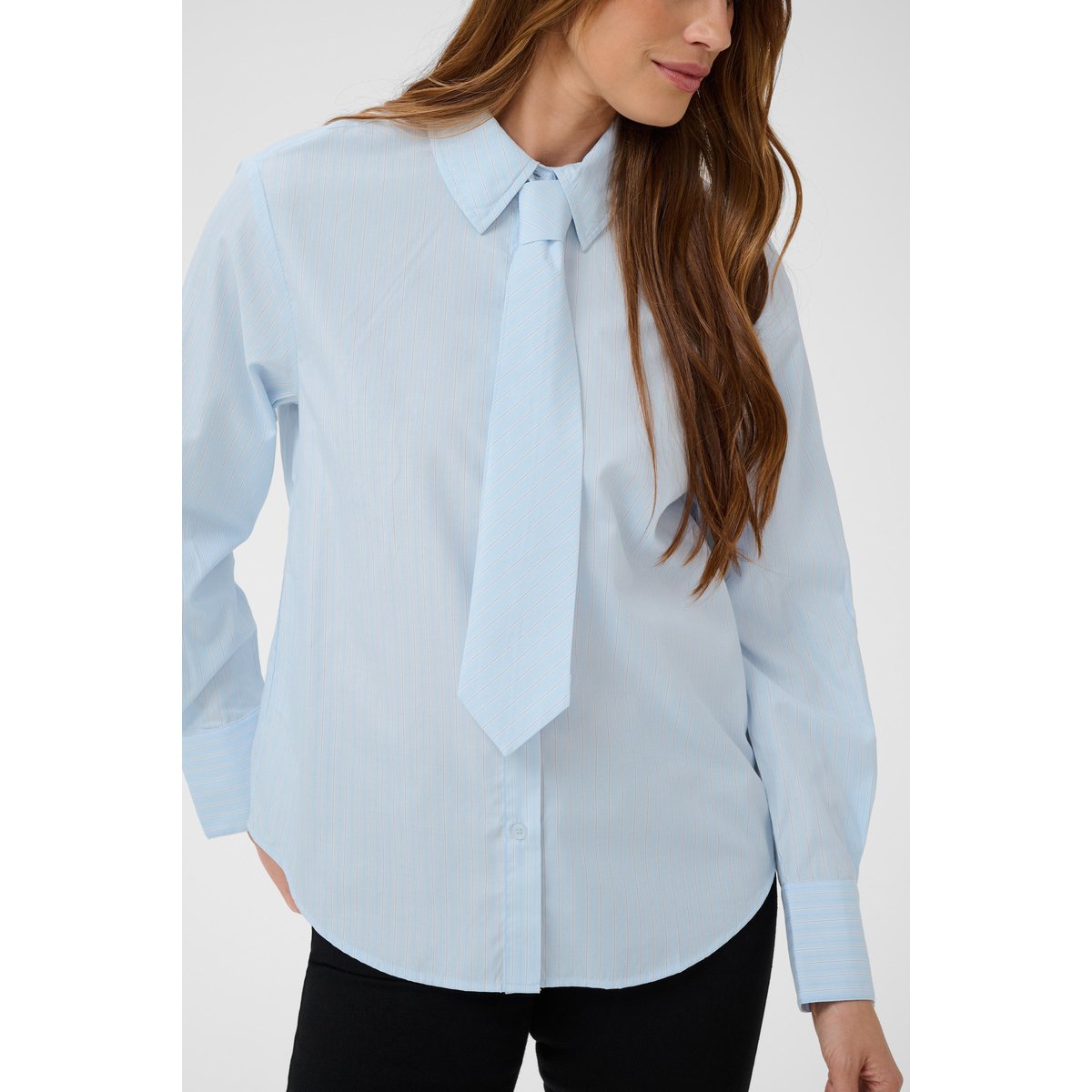 Chemise à manches longues bleu rayures light blue stripe, KAFFE