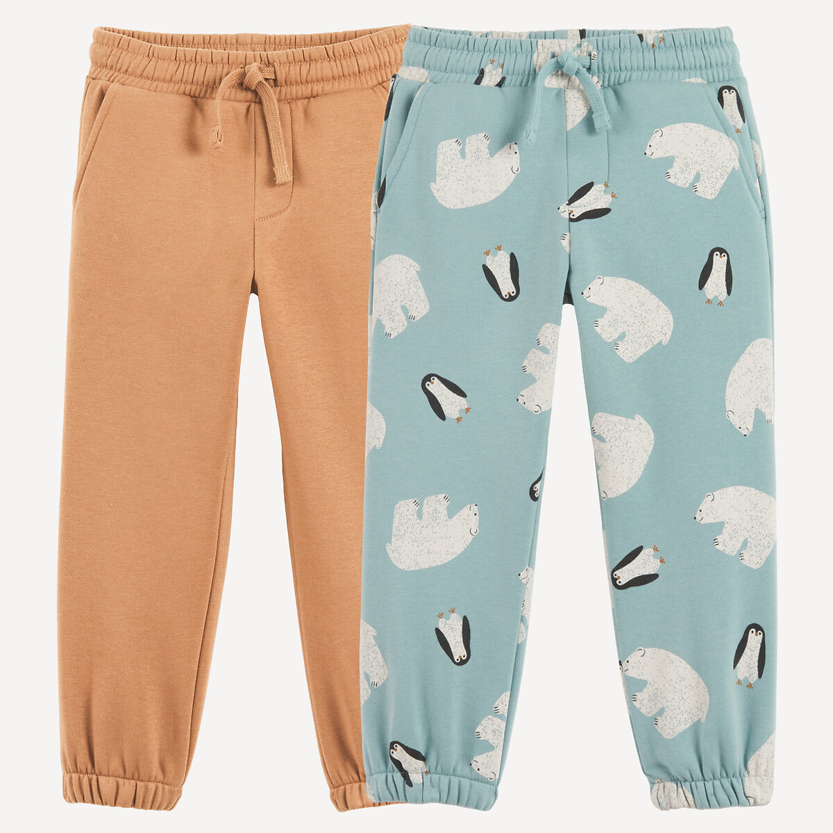 Confezione da 2 pantaloni da jogging in felpa blu + marrone, LA REDOUTE COLLECTIONS
