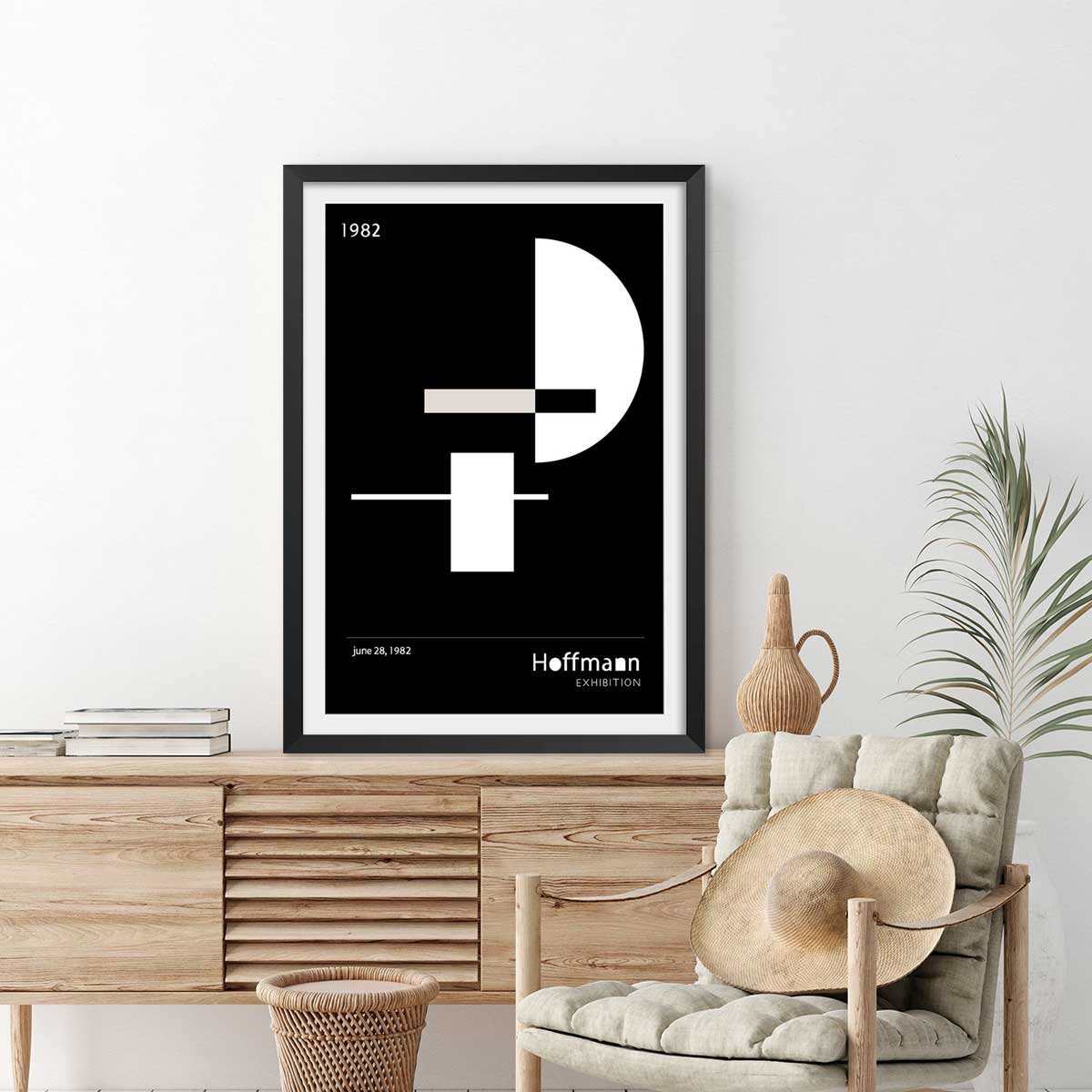 Poster Exposition hoffmann affiche + cadre en bois - noir, HEXOA
