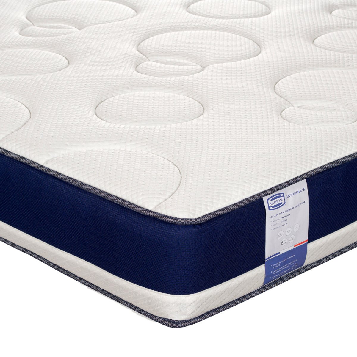 Matelas 100% ressorts, épaisseur 26cm, accueil moelleux- OXYGÈNE-S blanc, SIMMONS