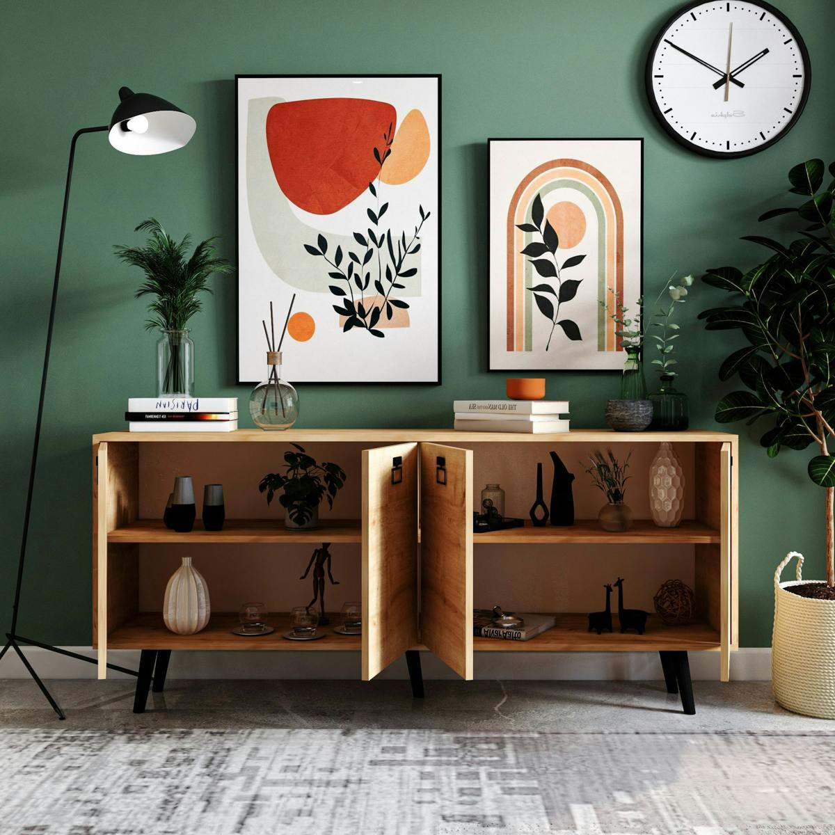 Buffet de salle à manger 4 portes MARFA effet chêne, PIER IMPORT