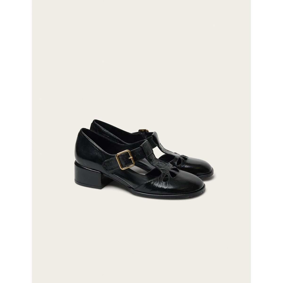 Escarpins OMI cuir plissé verni noir, ODAJE