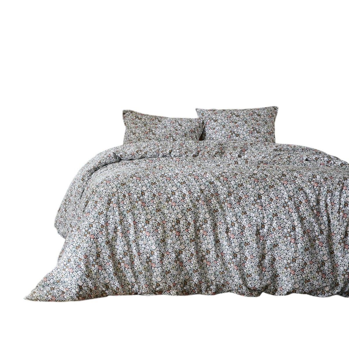 Housse de couette + taie Malia en fleurs blanc, EDEN