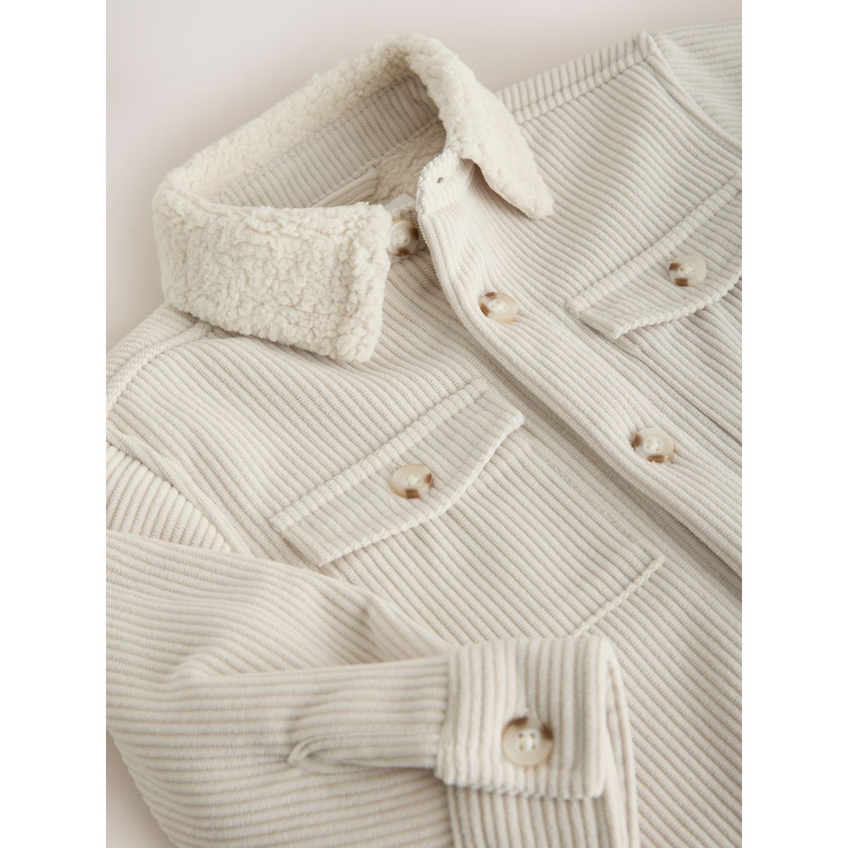 Veste-chemise en velours côtelé doublé blanc écru, NEXT