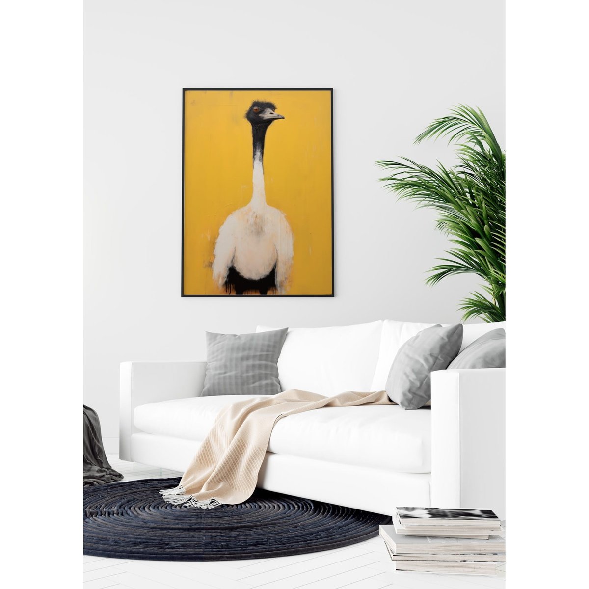 Affiche L'autruche jaune blanc, L'AFFICHERIE