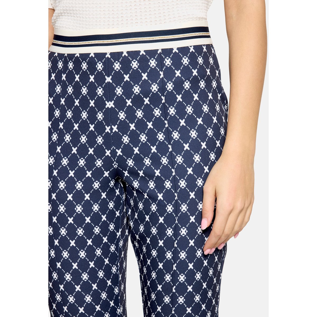 Pantalon casual coupe slim fit bleu/blanc, BETTY BARCLAY
