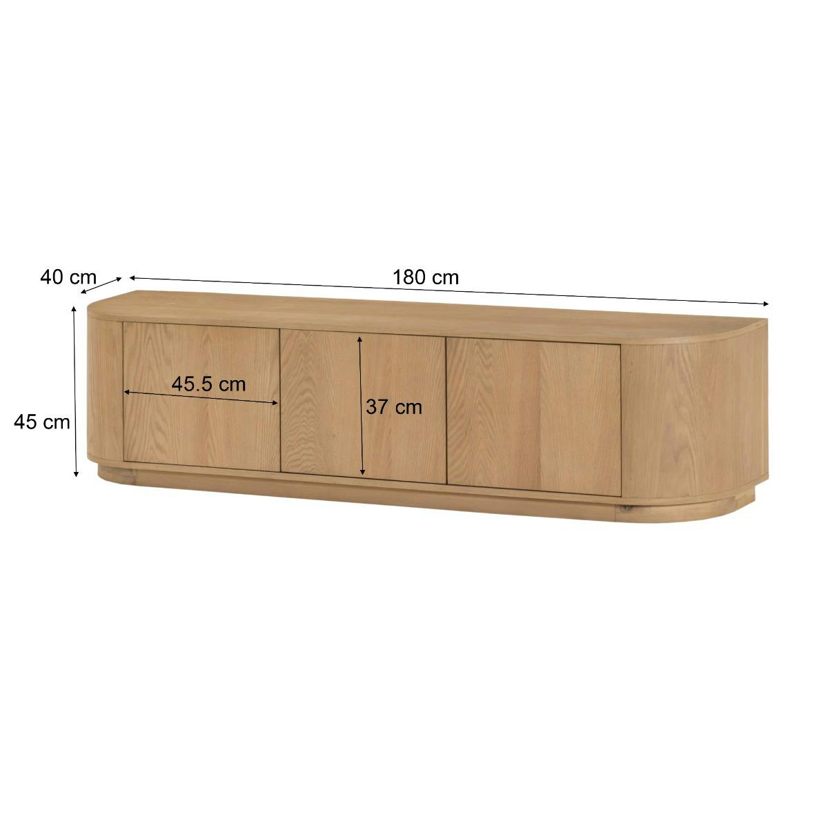 Meuble TV design en chêne, 3 portes LOREN bois clair, PIER IMPORT