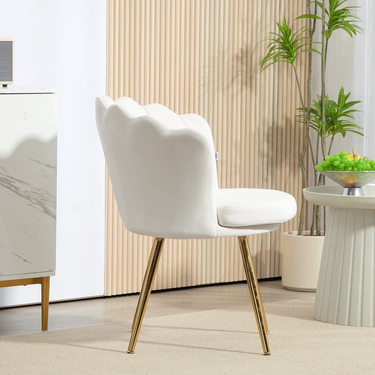 Accent Chair Velours 100 % polyester Crème crème, HOMCOM