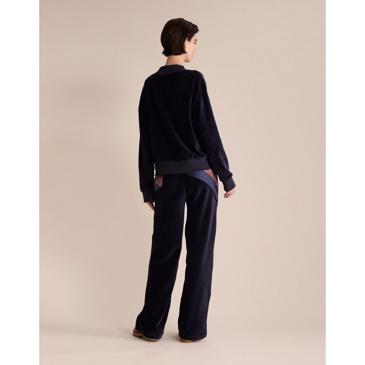 Sweatshirt en velours lisse Manon - Ines de la Fressange Paris bleu marine, INES DE LA FRESSANGE PARIS