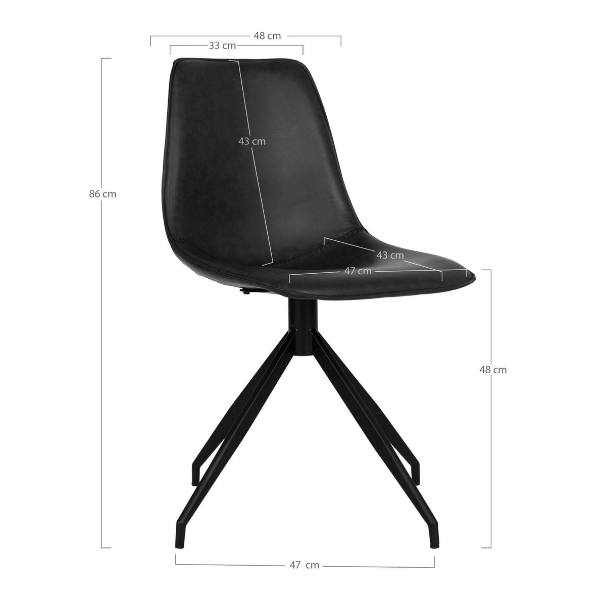 Chaise pivotante avec couture (lot de 2) AMSTERDAM noir, PIER IMPORT