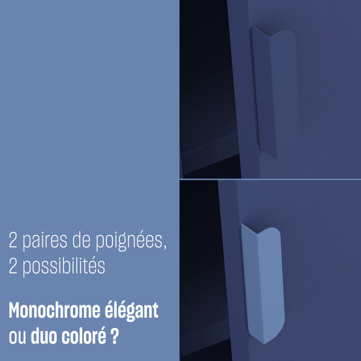 Buffet haut 2 portes en métal H110cm- ADEL bleu, DRAWER