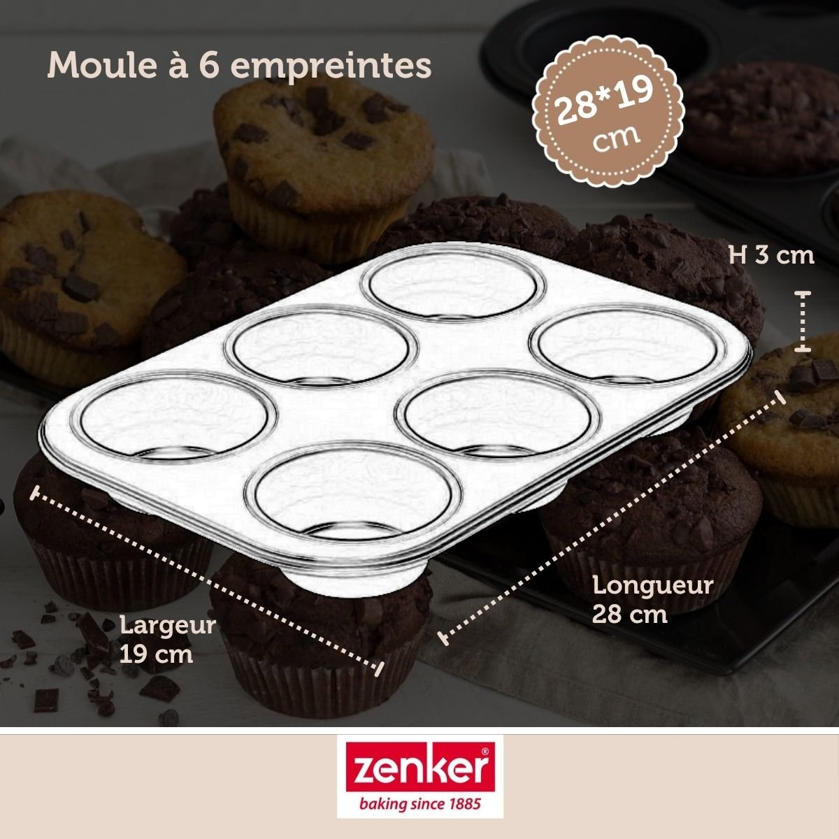 Set pâtisserie moule à muffins 6 empreintes 28 cm, 2 bols noir, ZENKER