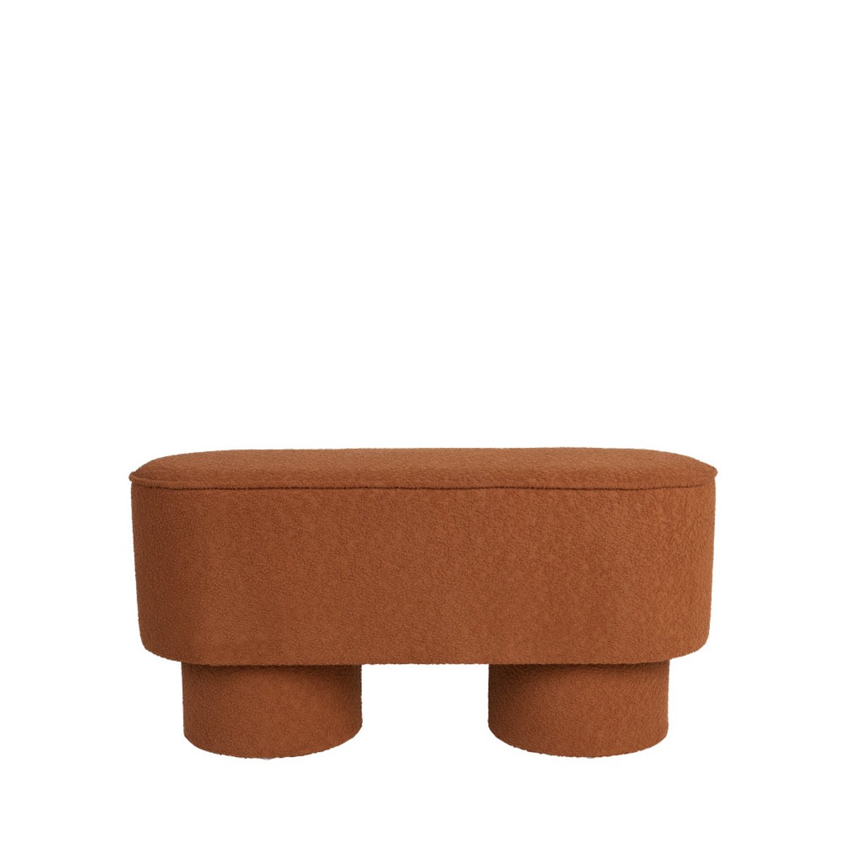 Banc arrondi en tissu bouclette L93cm- MARCOS rouille, DRAWER