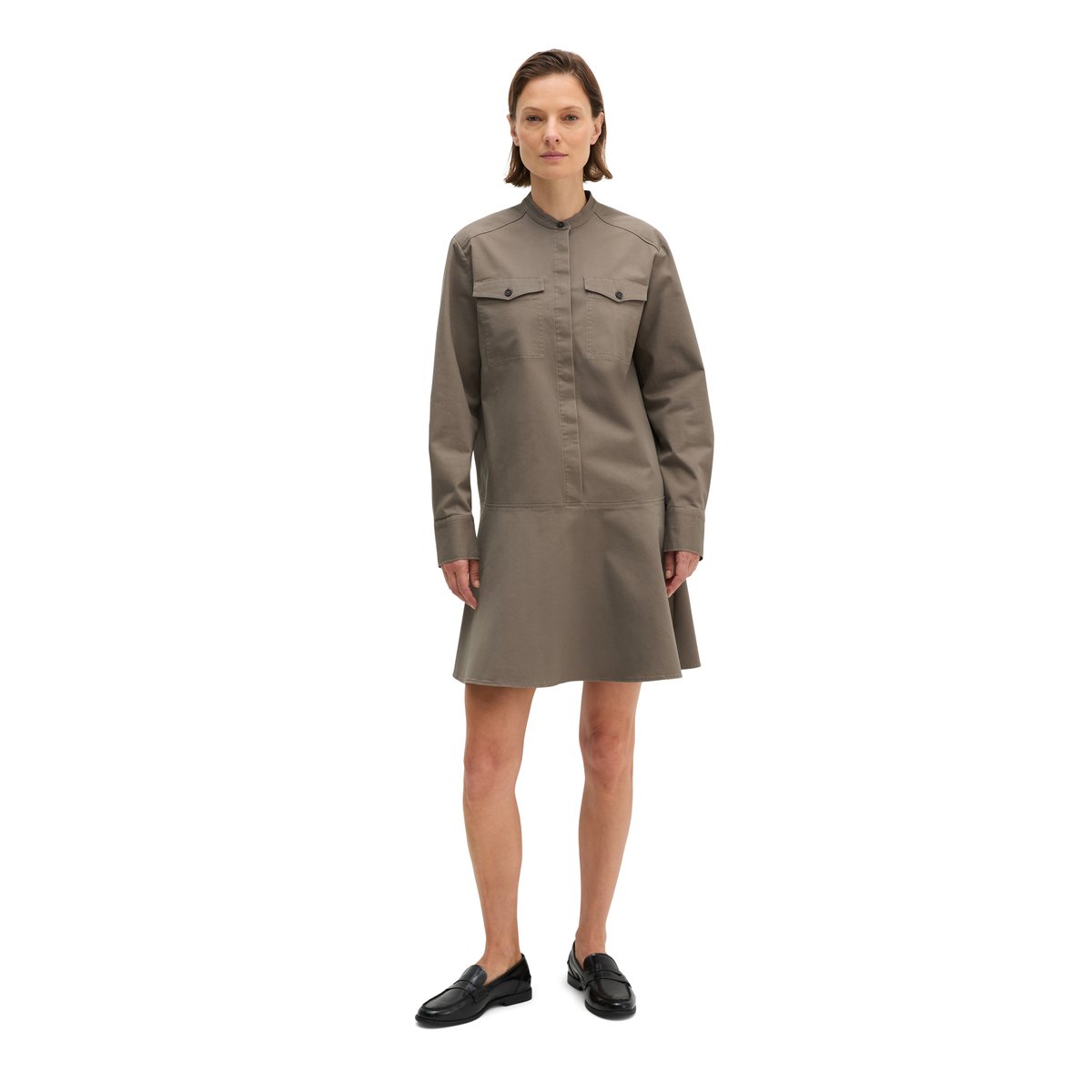 Robe courte relaxed en sergé de coton brossé marron, MARC O'POLO