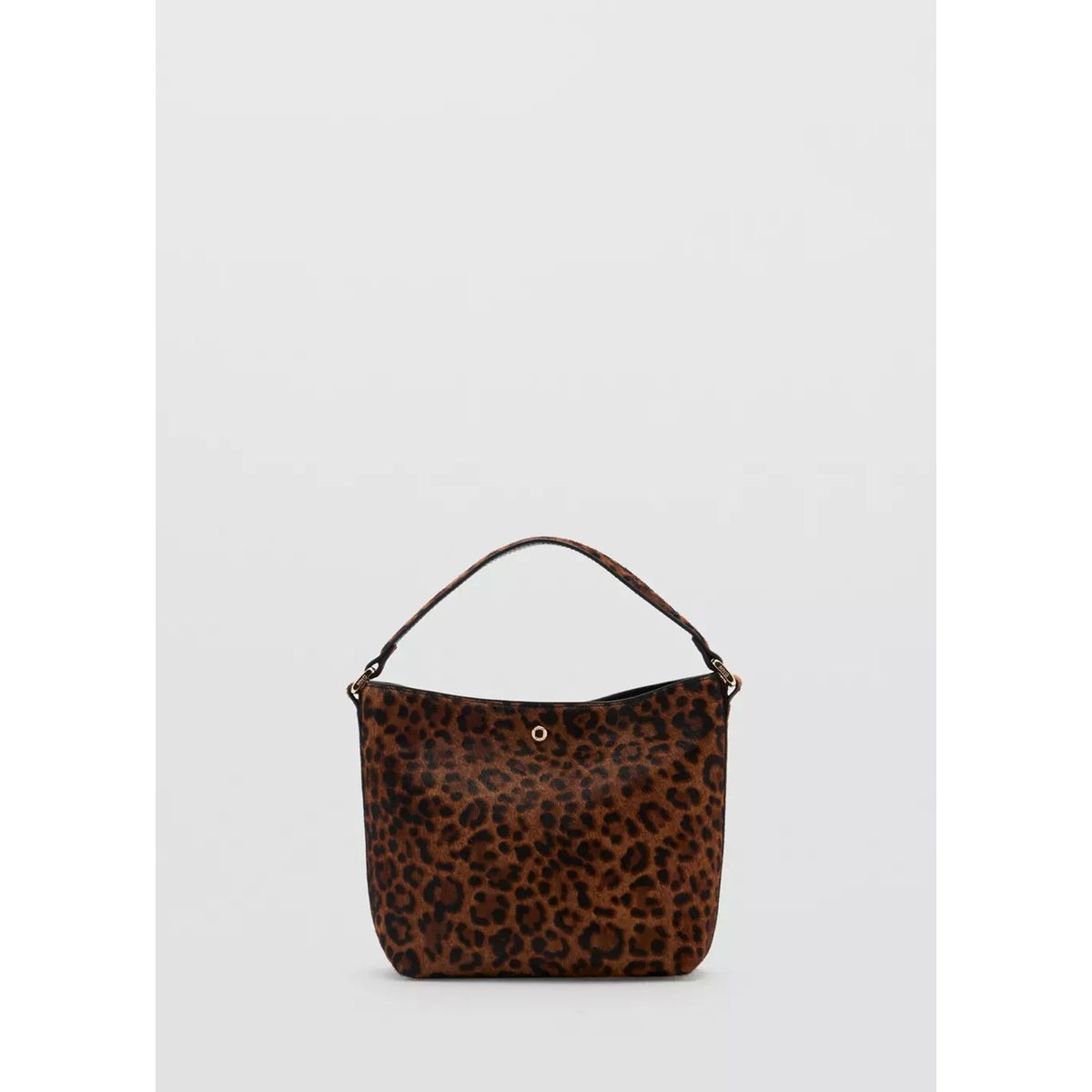 Sac seau en cuir à poils, imprimé animalier tabac, MANGO