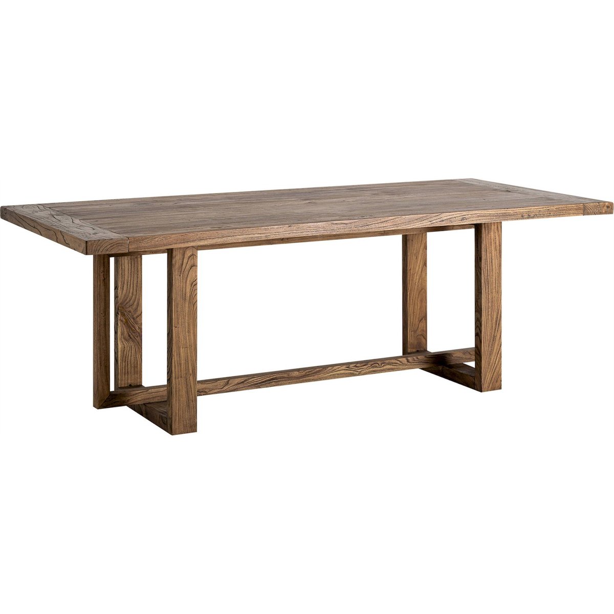 Table de salle à manger en bois et marbre marron bois d'orme marbré, RECOLLECTION