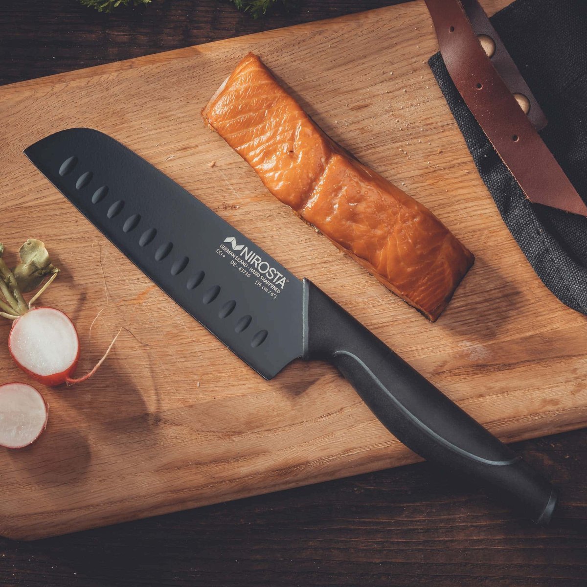 Couteau de cuisine Santoku lame de 16 cm BLACK EDITION noir, NIROSTA