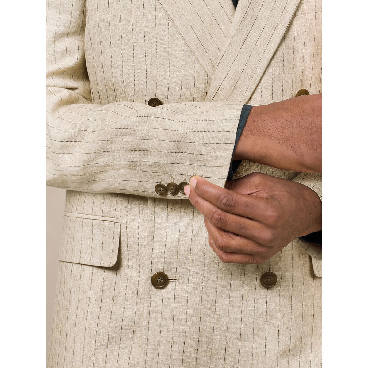 Blazer croisé en lin mélangé rayé n. premium naturel, NEXT
