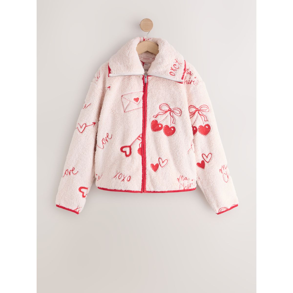 Polaire zippée rose/rouge coeur, NEXT