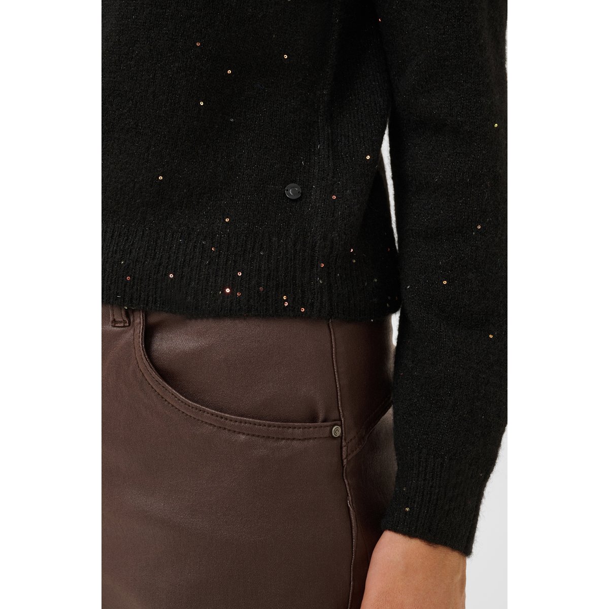 Pullover tricoté noir pitch black, CREAM