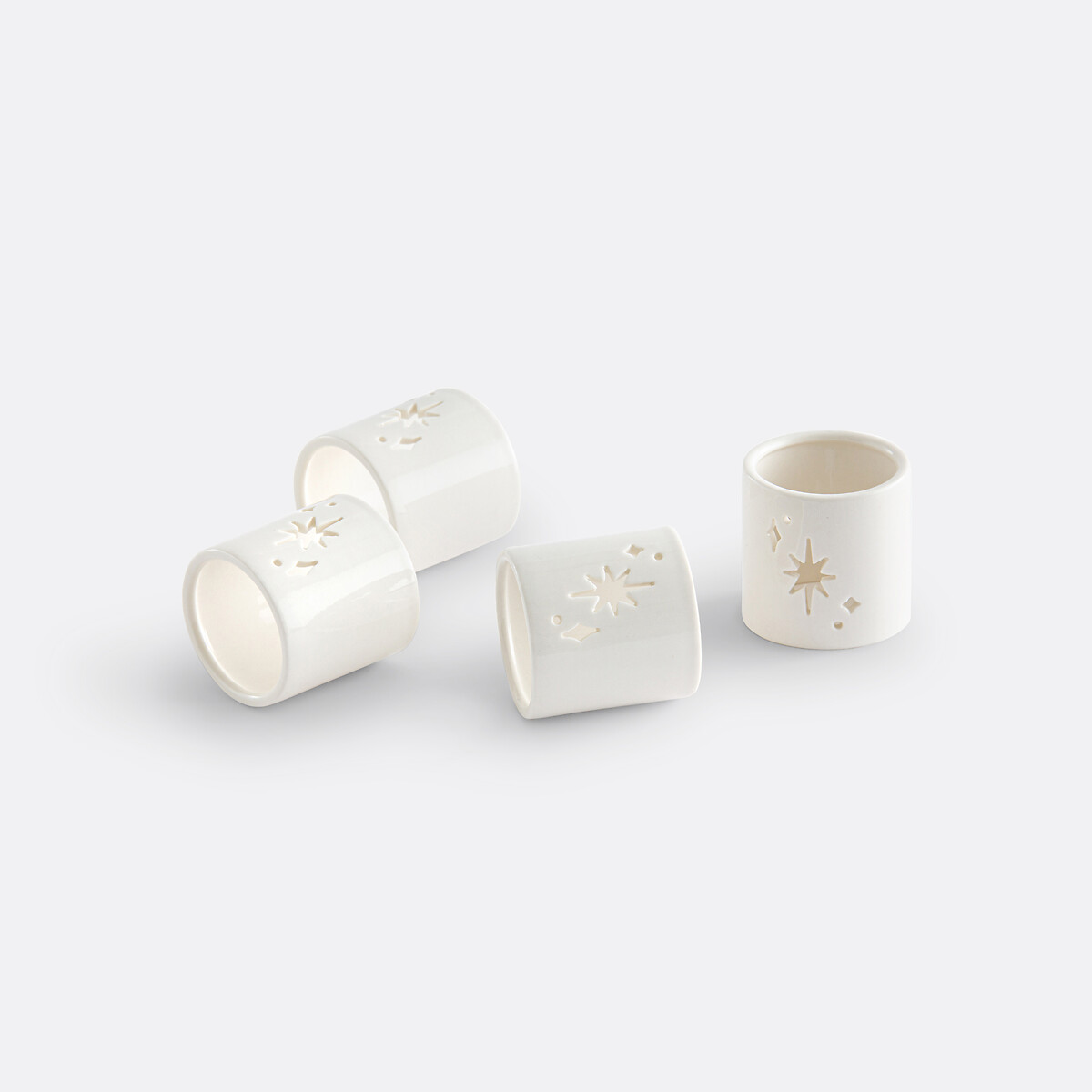 Confezione da 4 portatovaglioli in ceramica, Christmas bianco, LA REDOUTE INTERIEURS