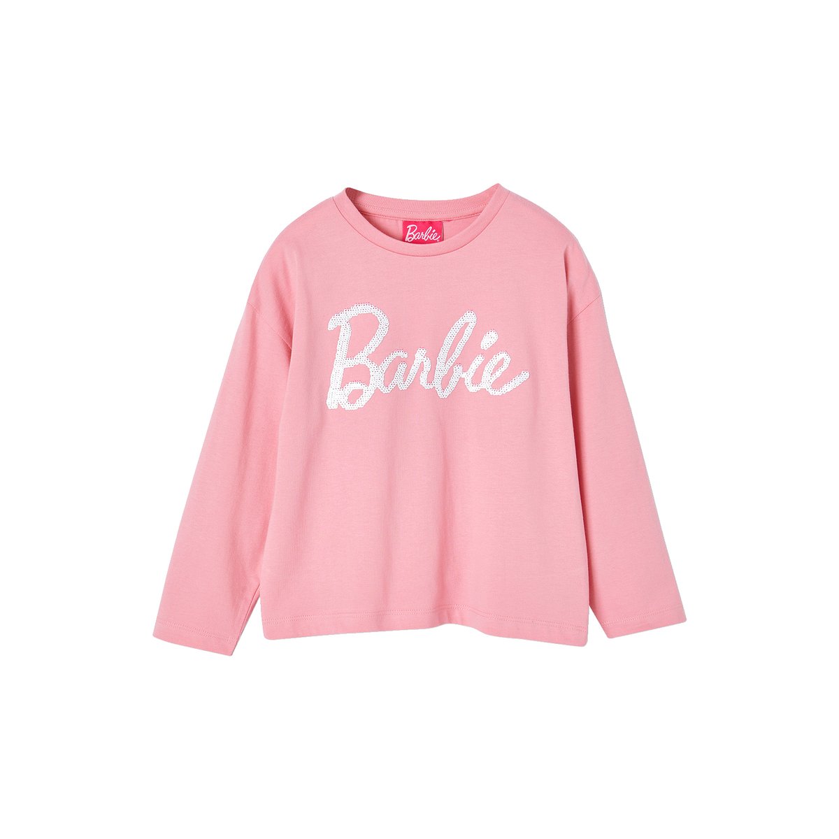 Tee-shirt Barbie motif en sequins réversibles rose bonbon, VERTBAUDET