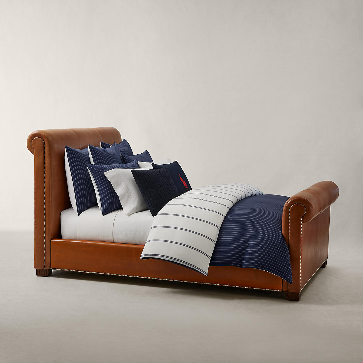 Taie à volant en coton, KERRIGAN navy, RALPH LAUREN HOME