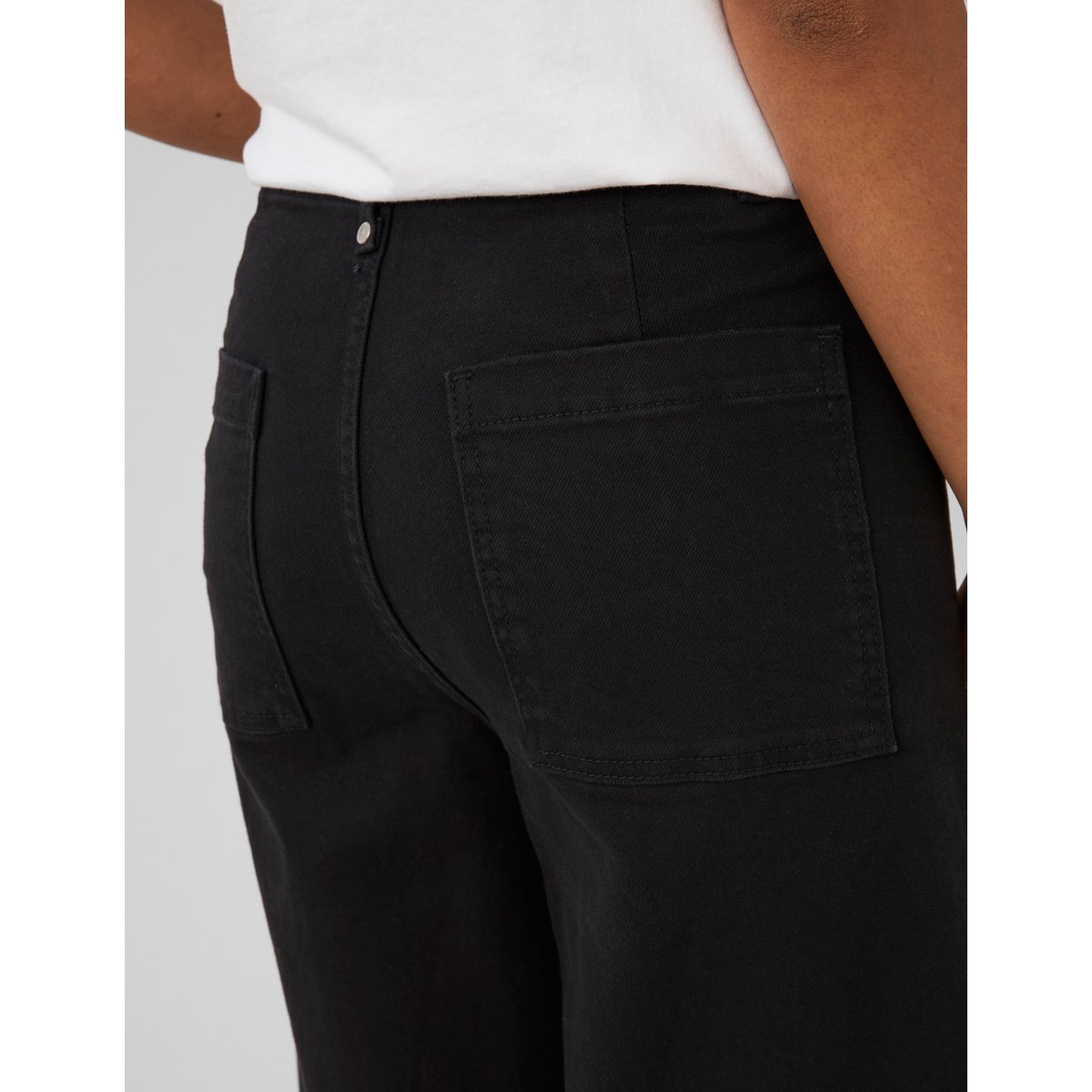 Jean wide leg surpiqures noir, BZB