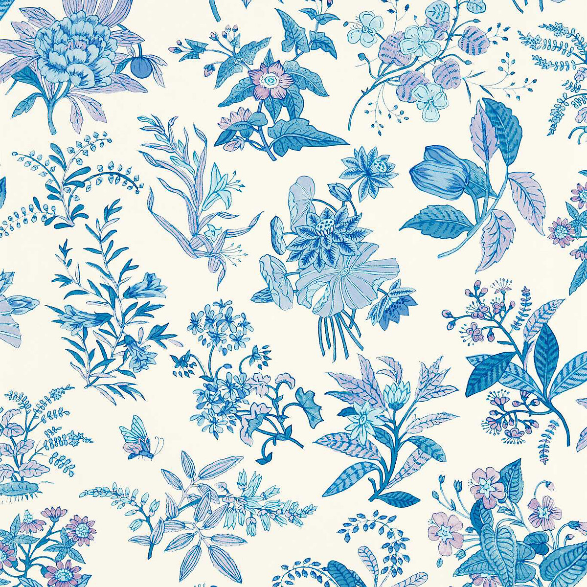 Woodland Floral Lapis Amethyst Pearl Wallpaper cream, HARLEQUIN X SOPHIE ROBINSON