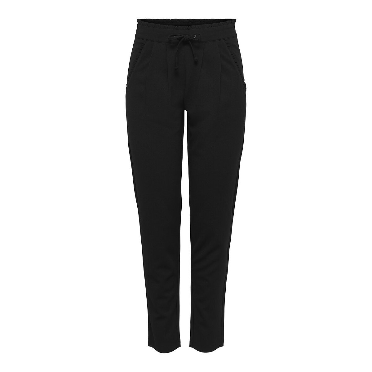 Pantalon slim, volanté taille noir, JDY