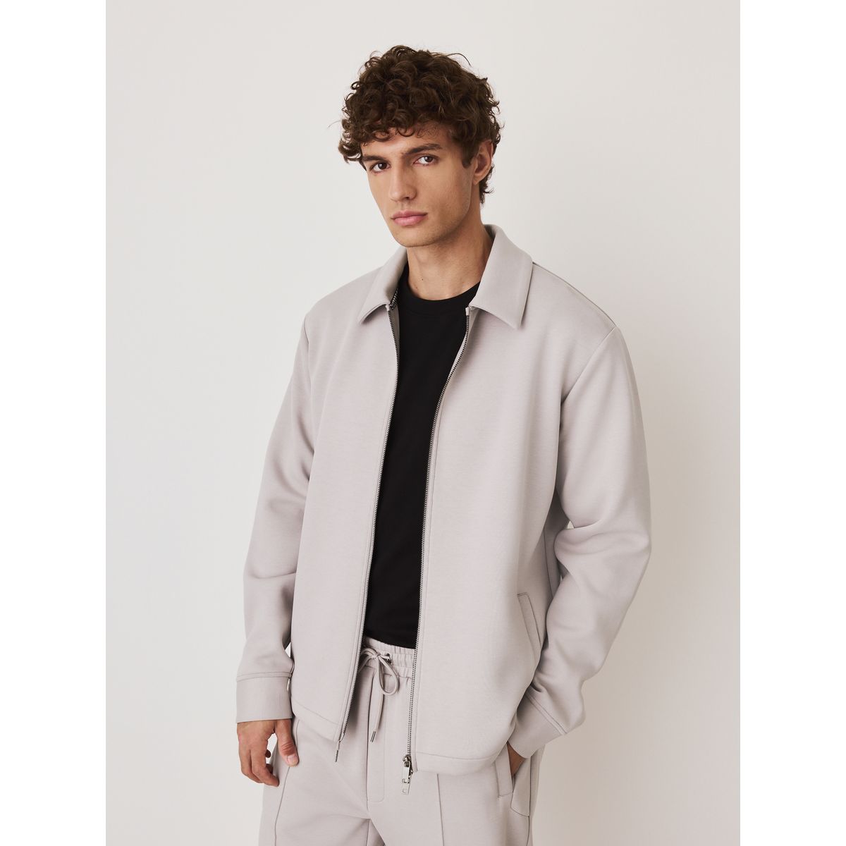 Veste-chemise zippée en néoprène doux gris glacé, NEXT