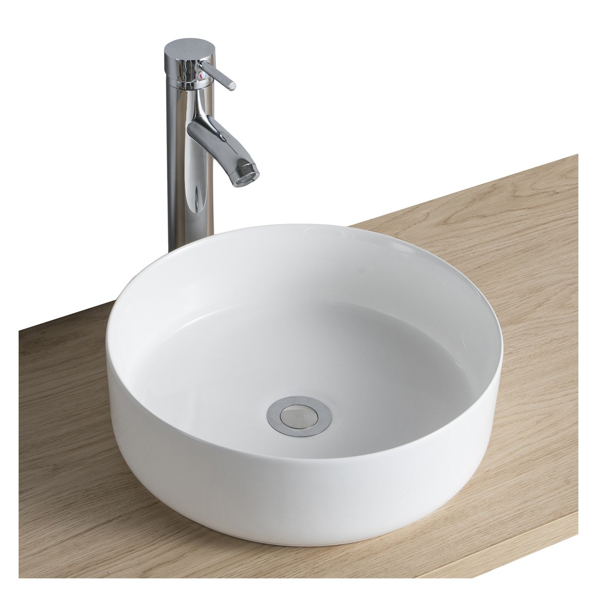Meuble simple +vasque +miroir ATOLL bois clair, MOB IN