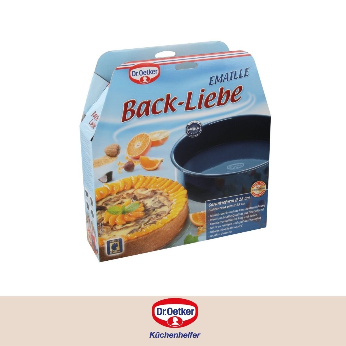 Lot de 2 moules à gâteaux 28/28 cm en acier BACK-LIEBE bleu, DR OETKER
